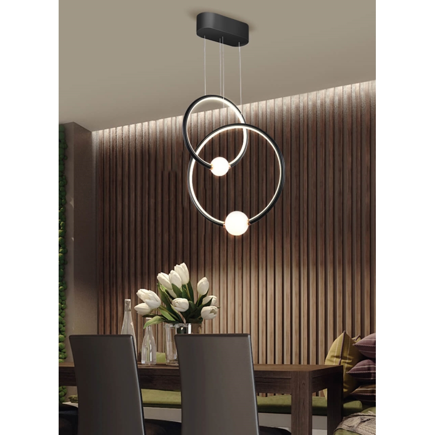 LED Prigušivi luster na sajli LIV LED/50W/230V crna + daljinski upravljač
