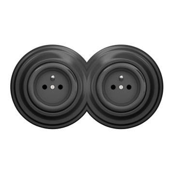 Kliklap - Dvostruka retro kućna utičnica s okvirom 230V antracit