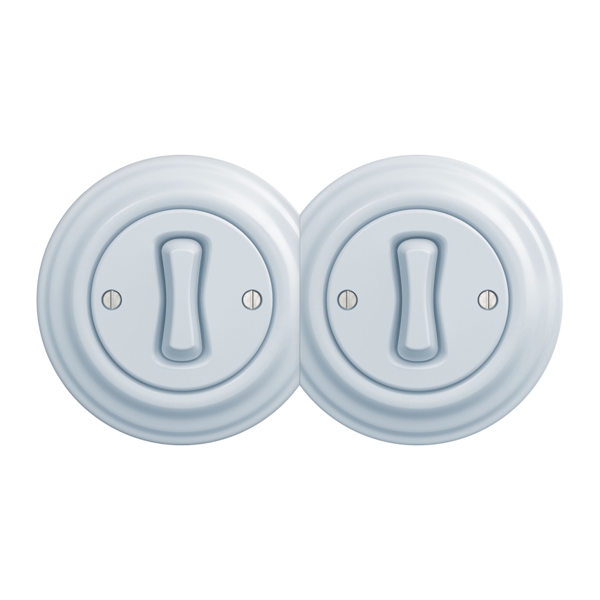 Kliklap - dvostruki retro jednopolni prekidač s okvirom br. 1, plavi