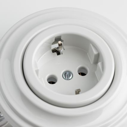 Kliklap - Retro bijela keramička kućna utičnica s okvirom SCHUKO 230V/16A