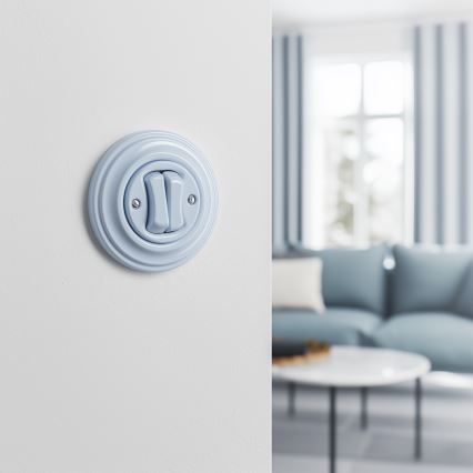 Kliklap - Retro dvostruki prekidač s okvirom, plave boje