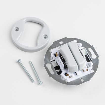 Kliklap - Retro dvostruki prekidač za stepenište s okvirom br. 6+6 siva