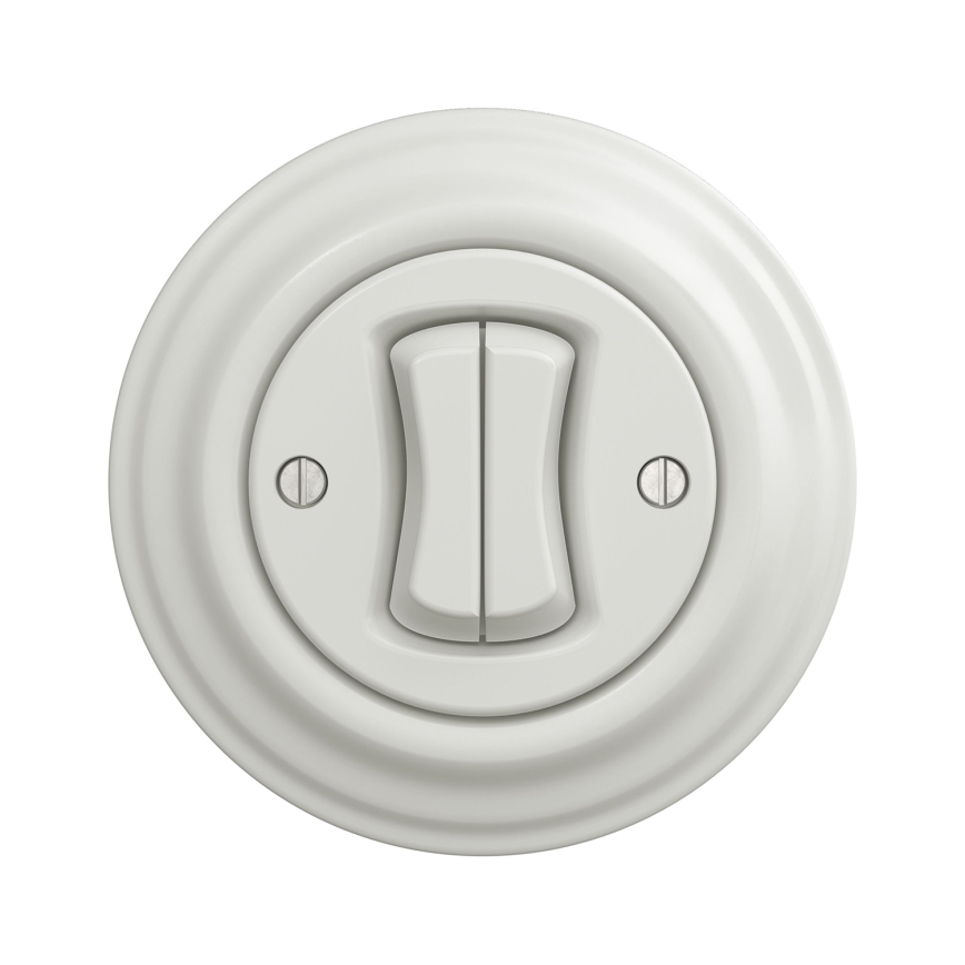 Kliklap - Retro dvostruki prekidač za stubište s okvirom br. 6+6 bijela