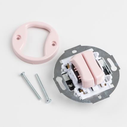 Kliklap - Retro dvostruki stubišni prekidač bez okvira br. 6+6 staroružičast