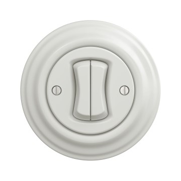 Kliklap - Retro dvostruki stubišni prekidač s okvirom br. 6+6, keramički bijeli