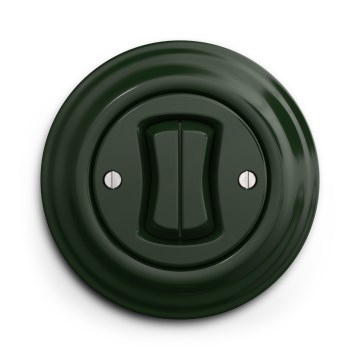 Kliklap - Retro dvostruki stubišni prekidač s okvirom br. 6+6 zeleni