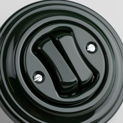 Kliklap - Retro dvostruki stubišni prekidač s okvirom br. 6+6 zeleni