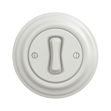 Kliklap - Retro jednopolni prekidač s okvirom br. 1, keramički bijeli