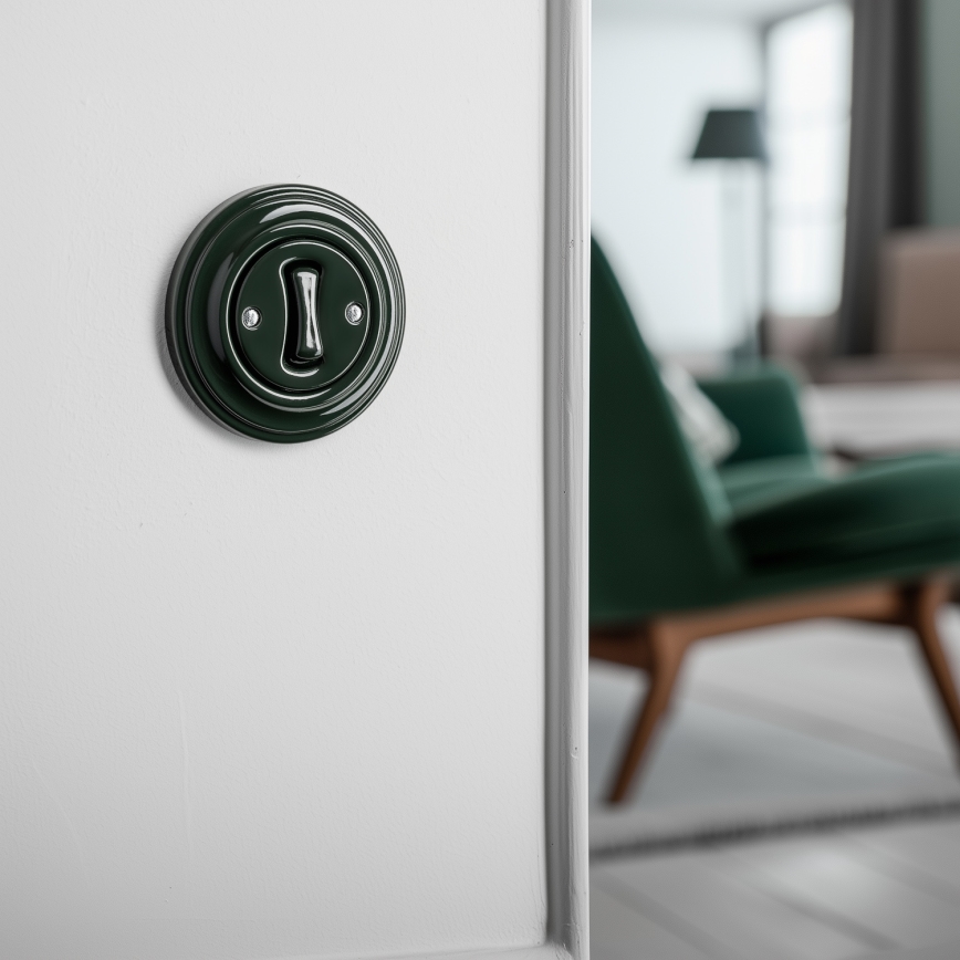 Kliklap - Retro križni prekidač s okvirom br. 7, zelene boje