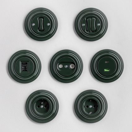 Kliklap - Retro križni prekidač s okvirom br. 7, zelene boje