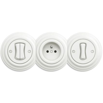 Kliklap - Retro kućna utičnica bez okvira SCHUKO 230V/16A bijela