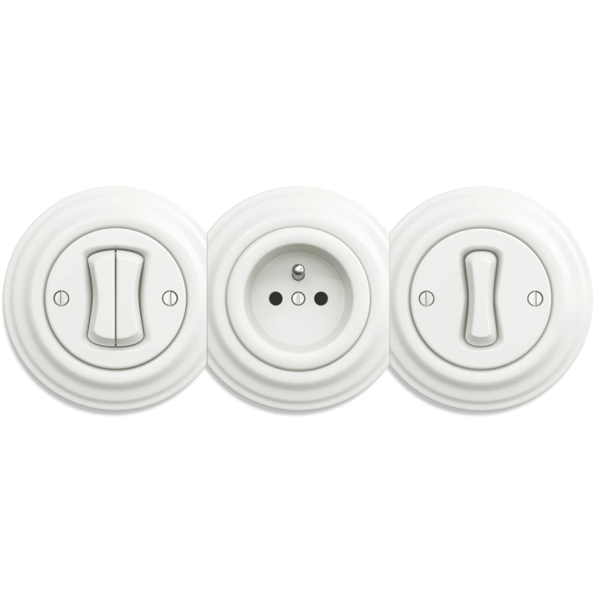Kliklap - Retro kućna utičnica bez okvira SCHUKO 230V/16A bijela