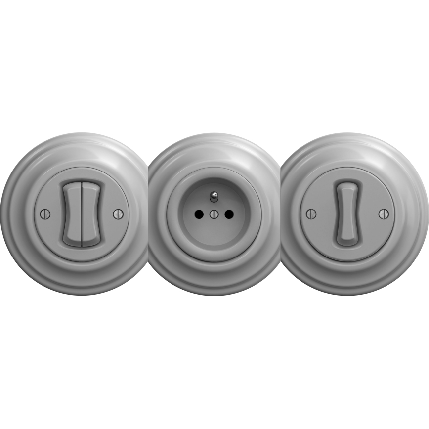 Kliklap - Retro kućna utičnica bez okvira SCHUKO 230V/16A siva