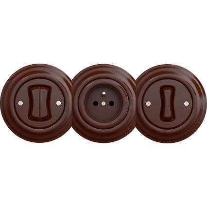 Kliklap - Retro kućna utičnica bez okvira SCHUKO 230V/16A smeđa