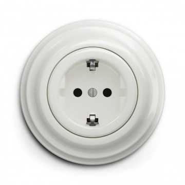 Kliklap - Retro kućna utičnica s okvirom SCHUKO 230V/16A bijela