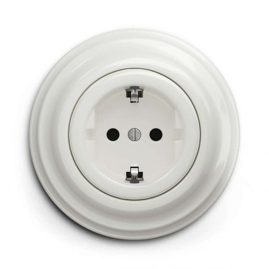Kliklap - Retro kućna utičnica s okvirom SCHUKO 230V/16A bijela