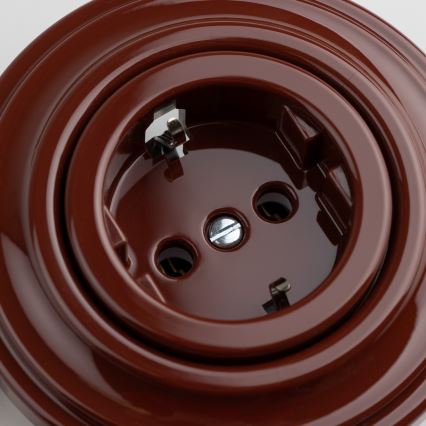 Kliklap - Retro kućna utičnica s okvirom SCHUKO 230V/16A smeđa