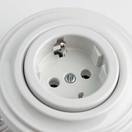 Kliklap - Retro kućna utičnica s okvirom SCHUKO 230V/16A snježno bijela