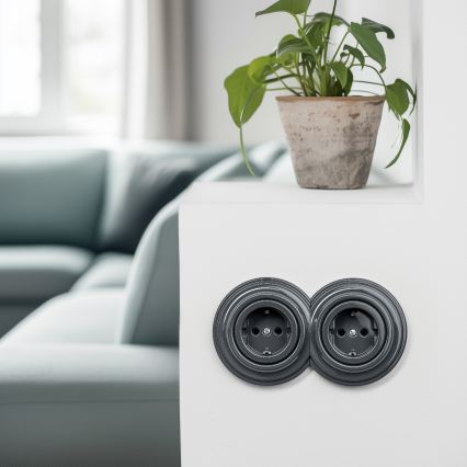 Kliklap - Retro kućna utičnica SCHUKO bez okvira 230V/16A antracit