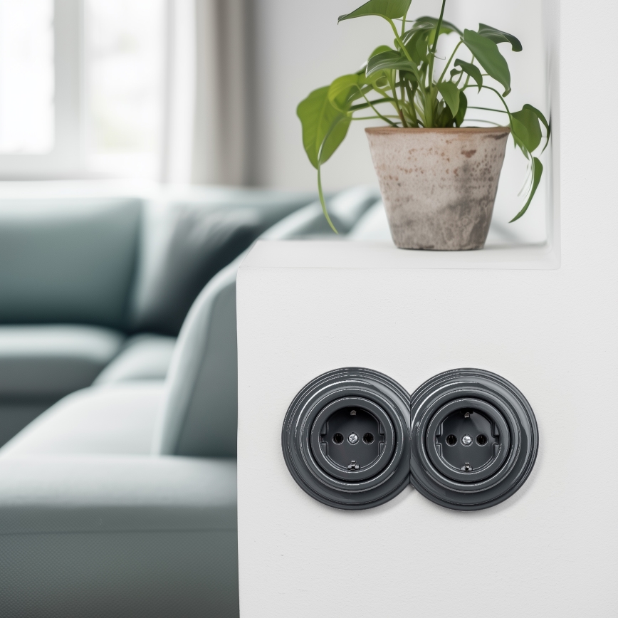 Kliklap - Retro kućna utičnica SCHUKO bez okvira 230V/16A antracit