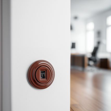 Kliklap - Retro mrežna utičnica s okvirom, smeđa