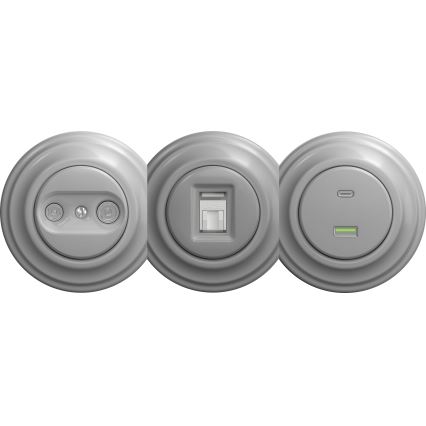 Kliklap - Retro podatkovna utičnica bez okvira siva