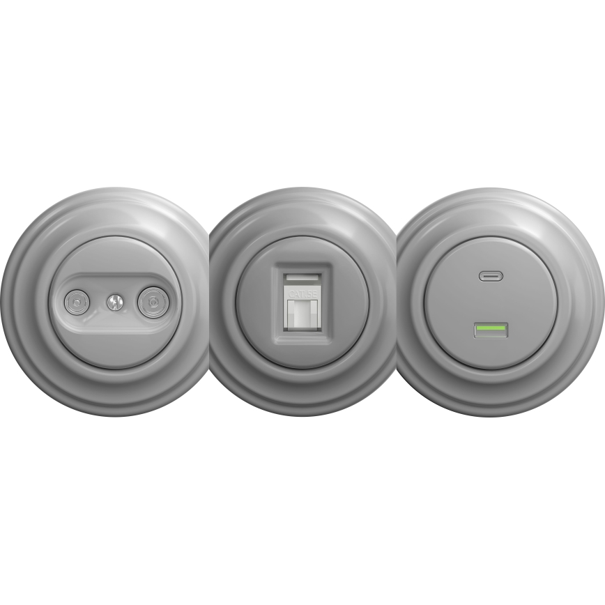 Kliklap - Retro podatkovna utičnica bez okvira siva