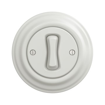 Kliklap - Retro prekidač za stubište s okvirom br. 6, keramička bijela