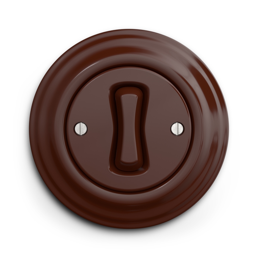 Kliklap - Retro prekidač za stubište s okvirom br. 6, smeđi