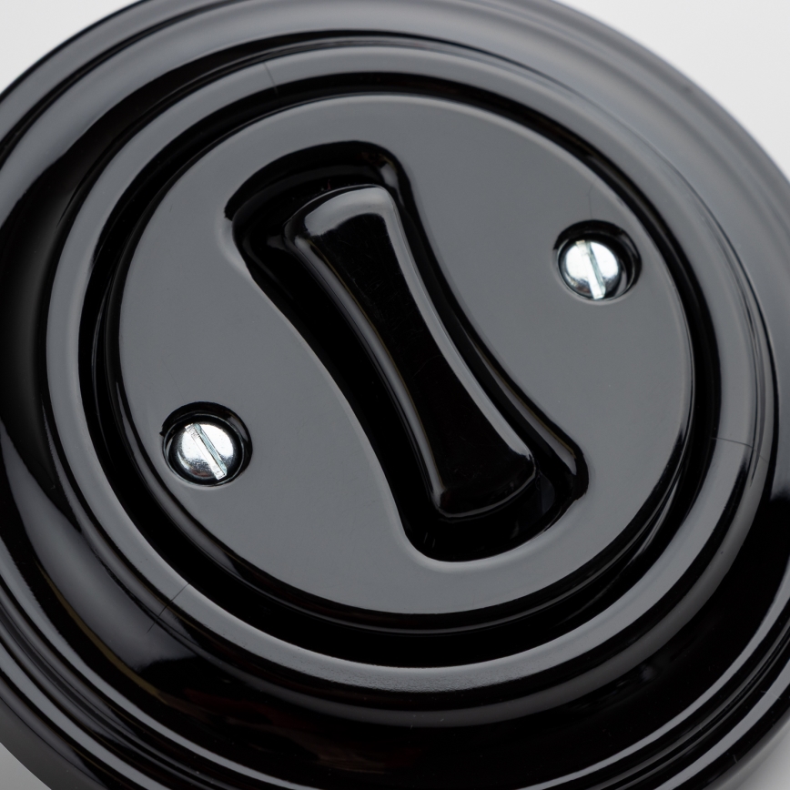 Kliklap - Retro prekidač za stubište s okvirom br. 6 u crnoj boji