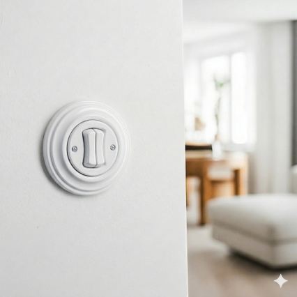 Kliklap - Retro serijski prekidač s okvirom br. 5, keramički bijeli