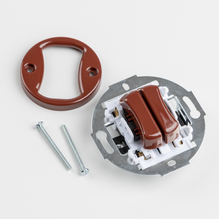 Kliklap - Retro serijski prekidač s okvirom br. 5, smeđi