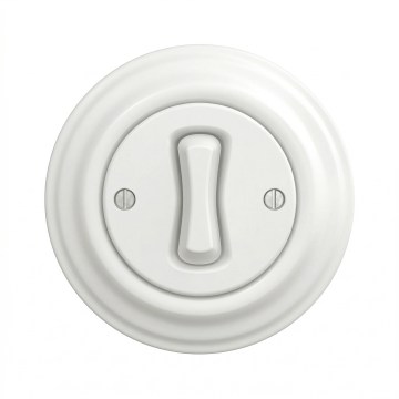 Kliklap - Retro stubišni prekidač s okvirom br. 6, snježno bijeli