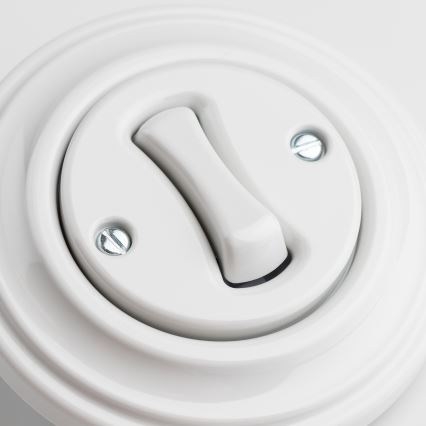 Kliklap - Retro stubišni prekidač s okvirom br. 6, snježno bijeli