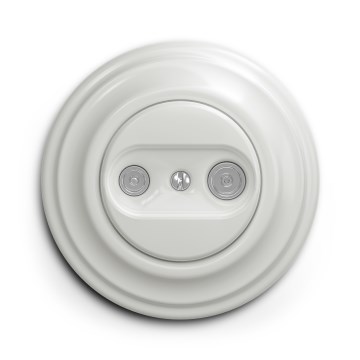 Kliklap - Retro TV+R sudionička utičnica (krajnja) s keramičkim okvirom, bijela