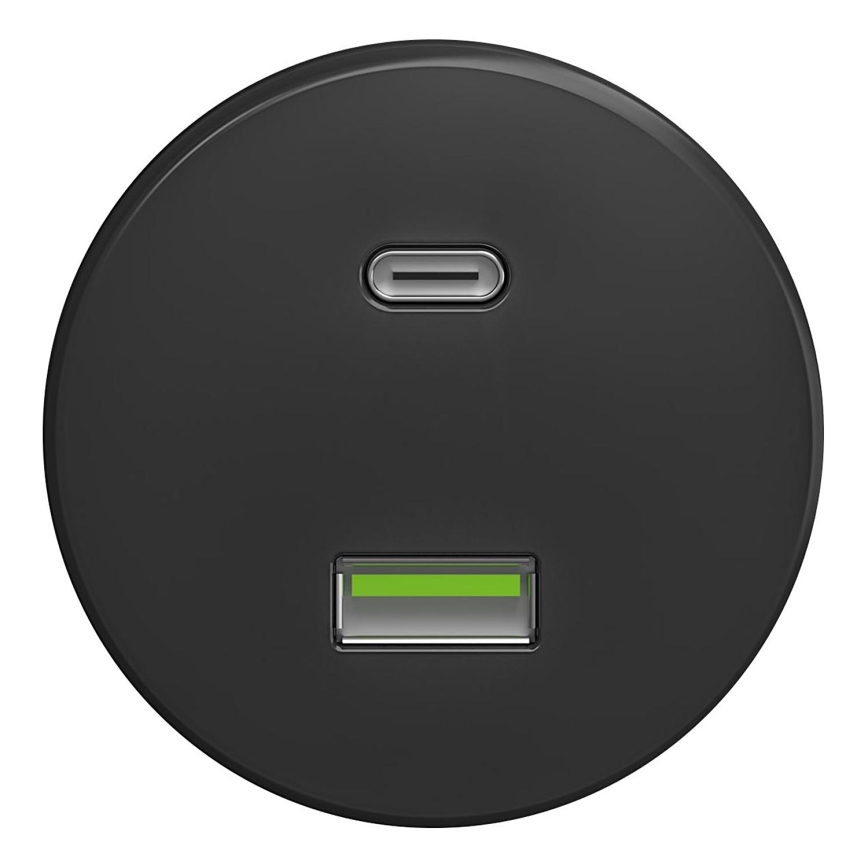 Kliklap - Retro USB utičnica A+C antracit