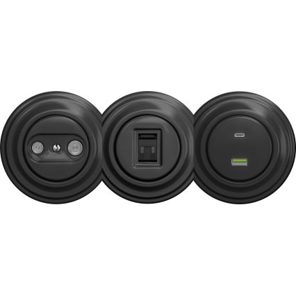 Kliklap - Retro USB utičnica A+C bez okvira antracit