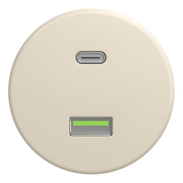 Kliklap - Retro USB utičnica A+C bez okvira, bež
