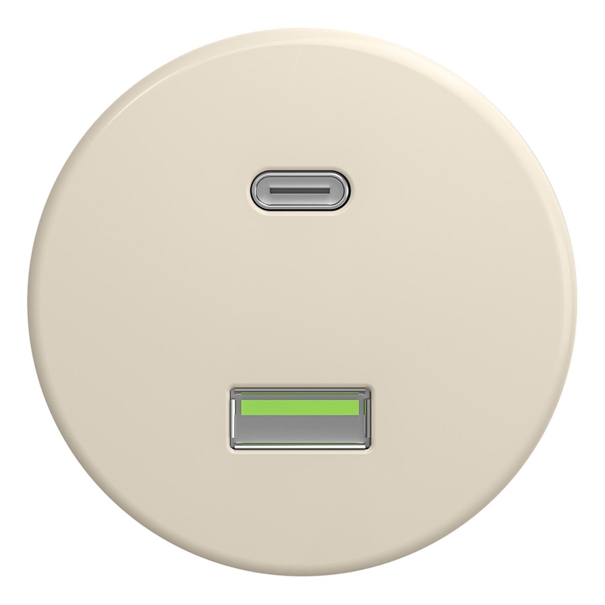 Kliklap - Retro USB utičnica A+C bez okvira, bež