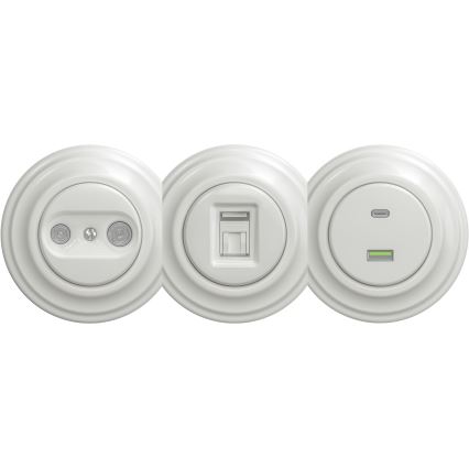 Kliklap - Retro USB utičnica A+C bez okvira bijela