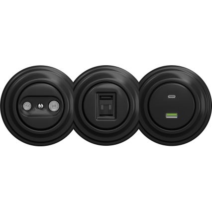 Kliklap - Retro USB utičnica A+C bez okvira crna