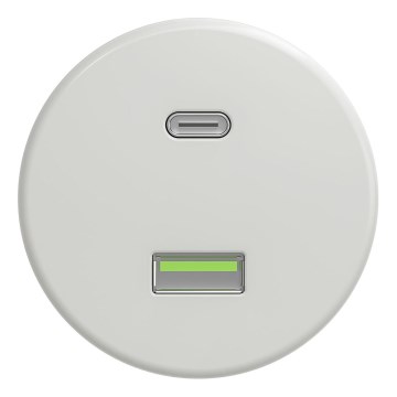 Kliklap - Retro USB utičnica A+C bez okvira, keramička bijela