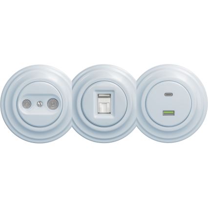 Kliklap - Retro USB utičnica A+C bez okvira plava