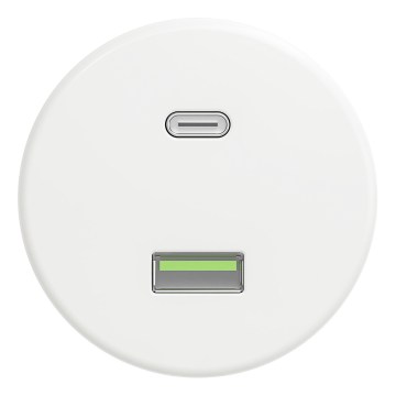 Kliklap - Retro USB utičnica A+C bez okvira, snježno bijela