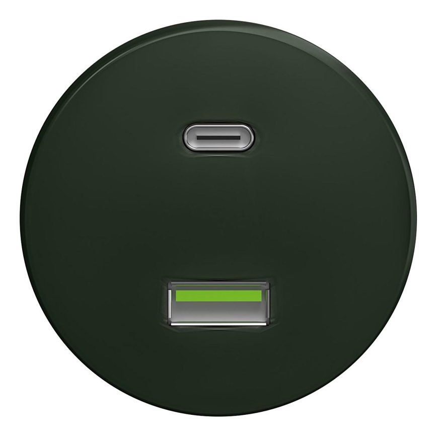 Kliklap - Retro USB utičnica A+C bez okvira zelena