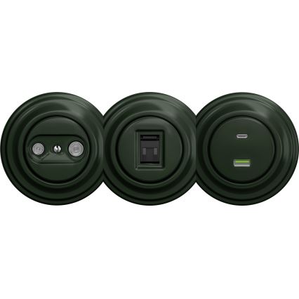 Kliklap - Retro USB utičnica A+C bez okvira zelena