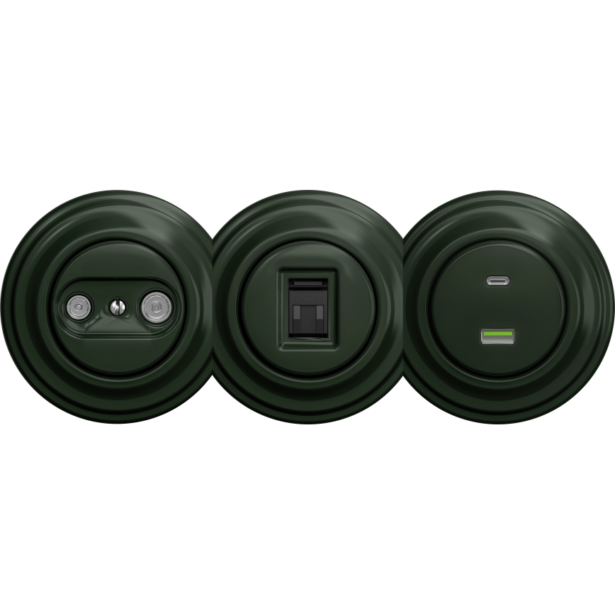 Kliklap - Retro USB utičnica A+C bez okvira zelena