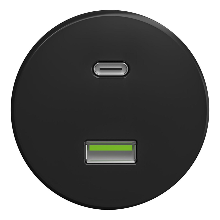 Kliklap - Retro USB utičnica A+C crna