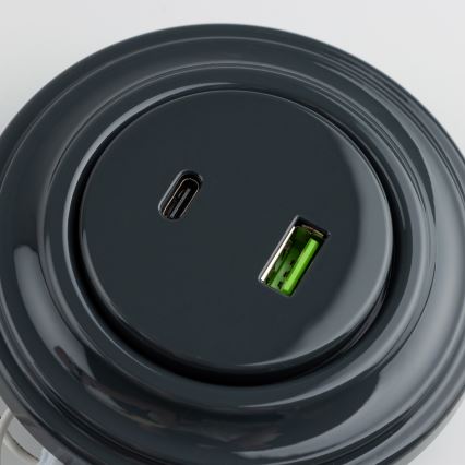 Kliklap - Retro USB utičnica A+C s antracitnim okvirom