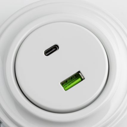 Kliklap - Retro USB utičnica A+C s keramičkim okvirom, bijela
